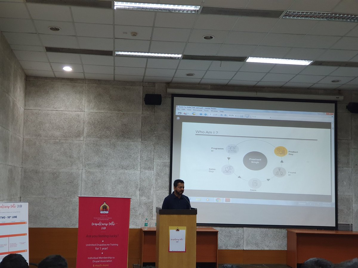 DrupalCampDelhi's tweet photo. Starting the day with some lessons and learning by our Day 2 Keynote speaker Prashant Singh. #DCD19 #dcdlive #DrupalCampDelhi https://t.co/azlMvGytZw