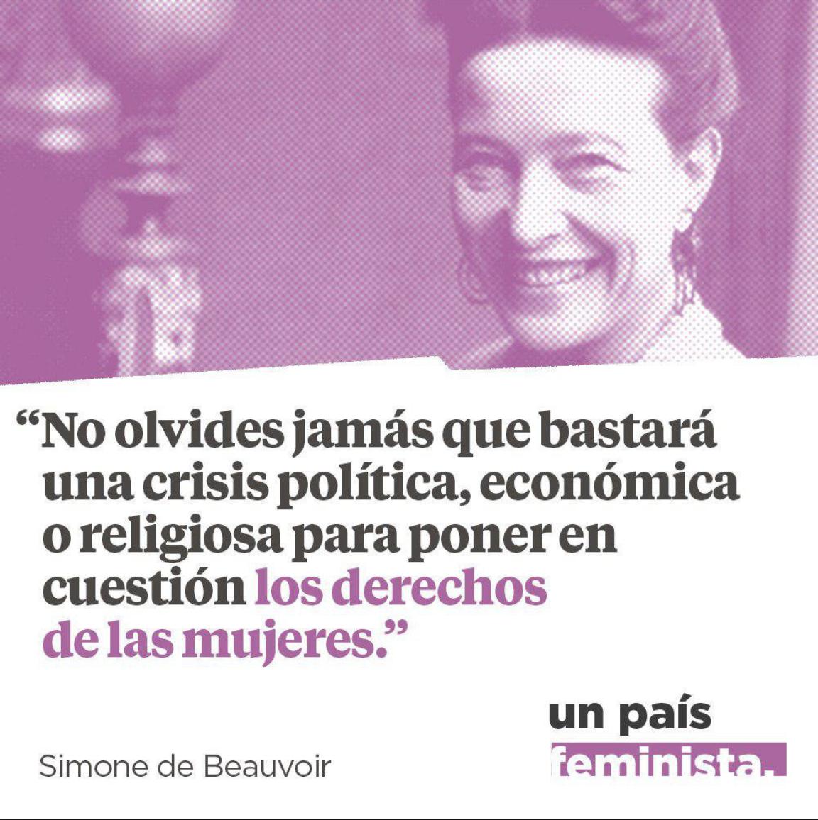 medeapoma's tweet photo. Frase de Simone de Beauvoir que podría haber dicho hoy mismo. Palabras atemporales de lamentable rabiosa actualidad. #NiUnPasoAtras #NiUnaMenos https://t.co/Xi74oIGJQs