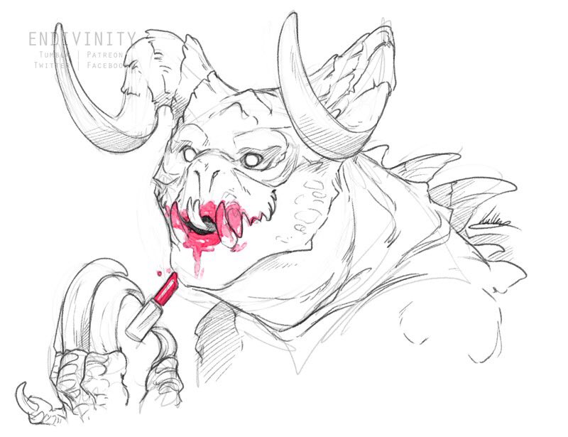 ReptilianTalons's tweet photo. Human women use makeup to make themselves look. . . prettier. At least, that’s what she heard.

          Every saw a Deathclaw trying to apply lipstick? Well — there you go. She actually enjoys it, the taste of the strange object is fruity. https://t.co/1SNCSrFOe7