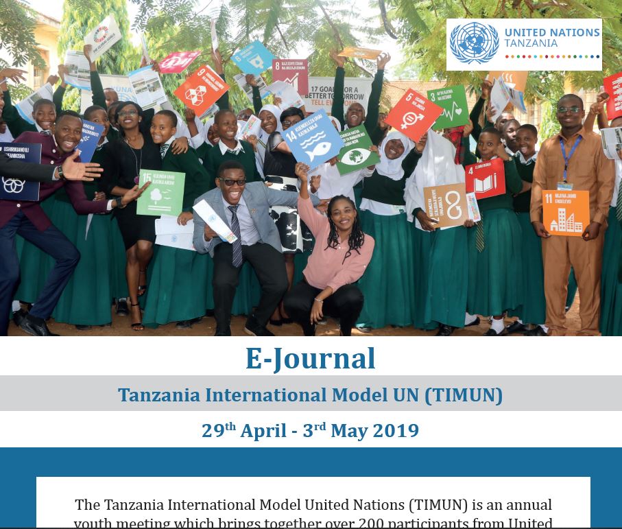 UnitedNationsTZ's tweet photo. We've just released an E-Journal of this year's Tanzania Model International United Nations (TIMUN)!!
Click the link to go through #TIMUN2019 in pictures!!
๐https://t.co/n5TrefA1fu
@YUNA_Tz @MunTanzania @jr_masaki @arafat_bakir @edward_kelvin #Youth2030 #UNTZ https://t.co/mQcYFI76N8
