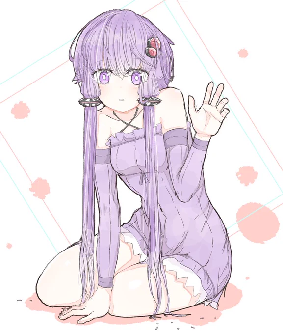 しばらく描かなかったら髪がモハモハになってたゆかりさん 