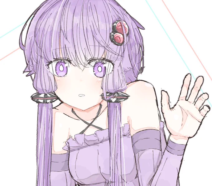 しばらく描かなかったら髪がモハモハになってたゆかりさん 