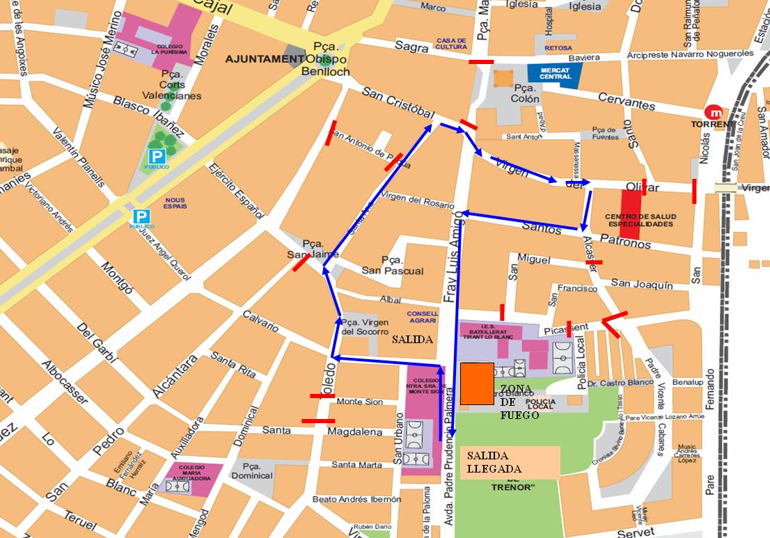 🚧 Processó Sant Antoni de Pàdua: Avd. Pare Prudencio des del barri la Paloma, c/ Calvari, c/ Toledo, plaça Sant Jaume, c/ Santa Ana, c/ Sant Cristòfol, c/ Mare de Déu de l’ Olivar, c/ Alcàsser, c/ Sants Patrons, c/ Frare Lluís Amigó.
⏰ Des de les 18.00 h fins a les 23.00 h.