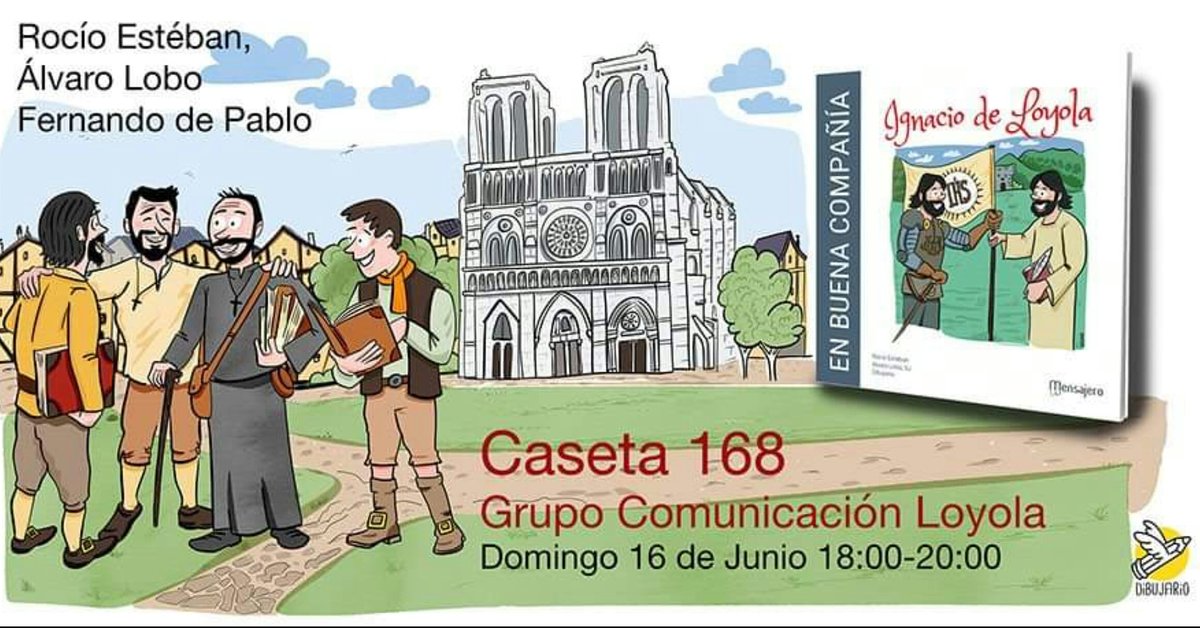 Esta tarde nos vemos en la #FeriadelLibro2019 en la caseta 168 de <a href="/LoyolaGC/">Grupo de Comunicación Loyola</a> para firmar con <a href="/Pa_yMen/">Rocío Esteban</a> y <a href="/AlvaroLobosj/">Alvaro Lobo sj</a>. "En Buena Compañía: Ignacio de Loyola" mucho más que una historia de caballeros.