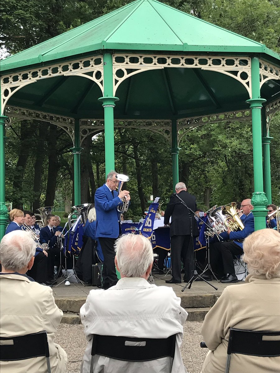 Cool to be in Queens Park, Burnley for the second Brass In The Park concert. Superb stuff from <a href="/StacksteadsBand/">Stacksteads Band</a> - really fun &amp; beautiful sounds. James Bond classics will always thrill.