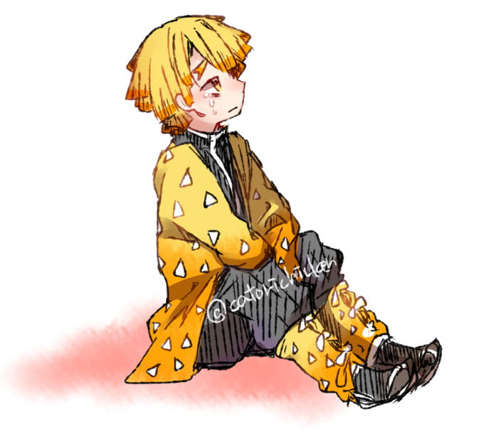 🐔河鳥さんがTwitterに投稿した我妻善逸(鬼滅の刃)のイラスト。