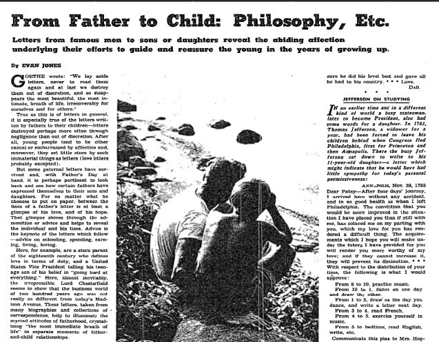 NYTArchives's tweet photo. For Father's Day in 1958, The Times printed letters from famous men to sons or daughters. Letter writers included Theodore Roosevelt, Thomas Jefferson and F. Scott Fitzgerald. https://t.co/uTBrfa5H5A https://t.co/ZeDz64Li9n