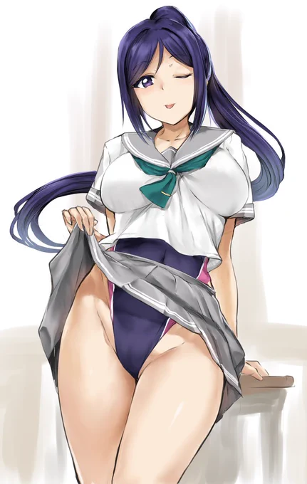 残念!下は水着でしたー!久々に果南ちゃんで早めの海開き 