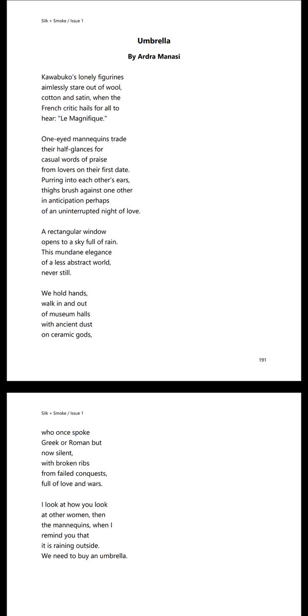 Ardra Manasi On Twitter Happy To Have One Of My Poems Umbrella Out In The Debut Issue Of The Scottish Lit Magazine Silkandsmokemag Featuring Over 50 Writers From Around The World Sharing