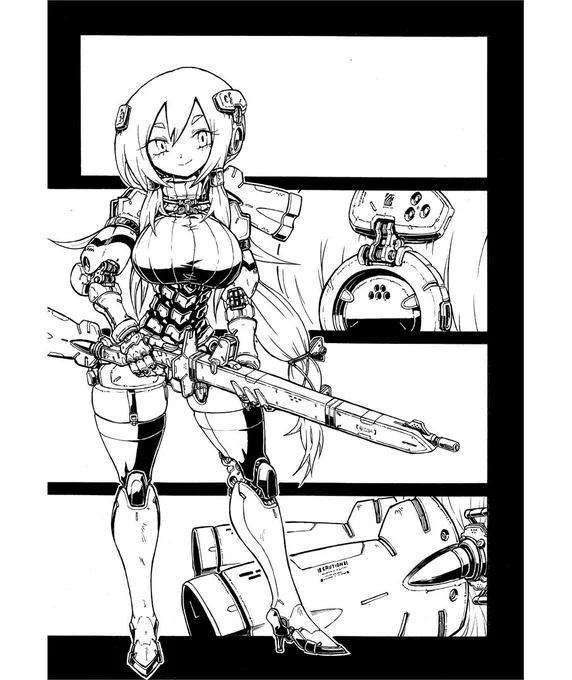 #北海道コミティア #北コミ で出す個人誌のキャライラスト的なやつ用ページのペン入れ終了です✌(*^-^*)
#イラスト #メカ娘 