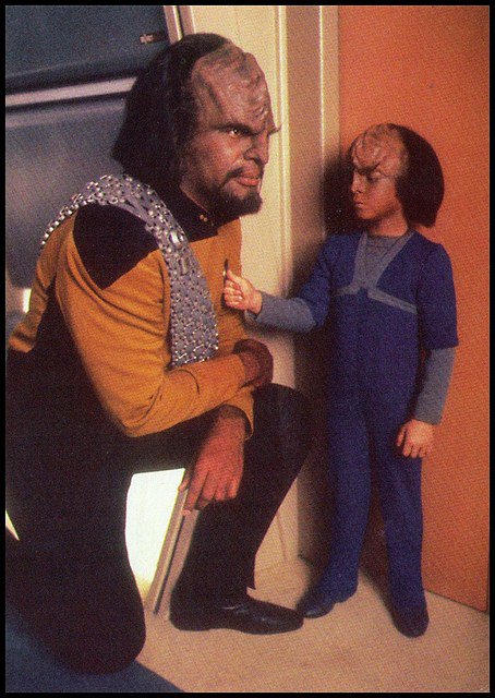 KlingonsN's tweet photo. 'No, Alexander, for the last time Klingons do not go to' Play Shack' and 'Build-a-Bear.' And they do not eat 'McFlurries' 
Happy Father's Day.
#FathersDay #StarTrek #KlingonsDoNot https://t.co/Lwz9W4tD8u