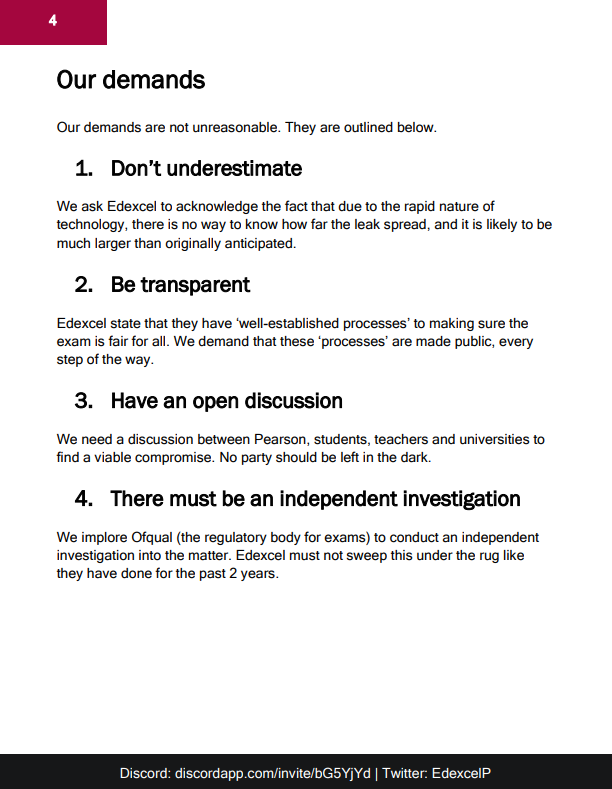 EdexcelP's tweet photo. Hey everyone! Here are our official DEMANDS for Pearson. Please read and support us!! We are having a peaceful protest outside @PearsonEdexcel on the 21st of June, 2pm! @SkyNews @BBCNews @Independent @Telegraph @thesundaytimes @thetimes https://t.co/LUNEAGtnoV https://t.co/6jfq1P4VTW