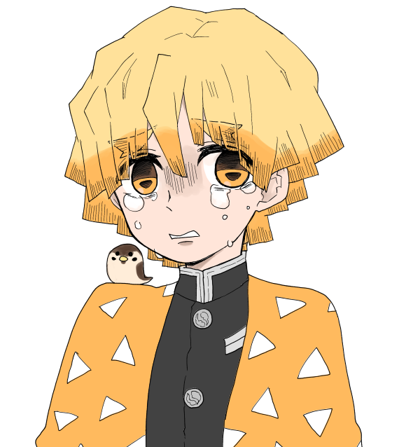 朔汰さんがTwitterに投稿した我妻善逸(鬼滅の刃)のイラスト。