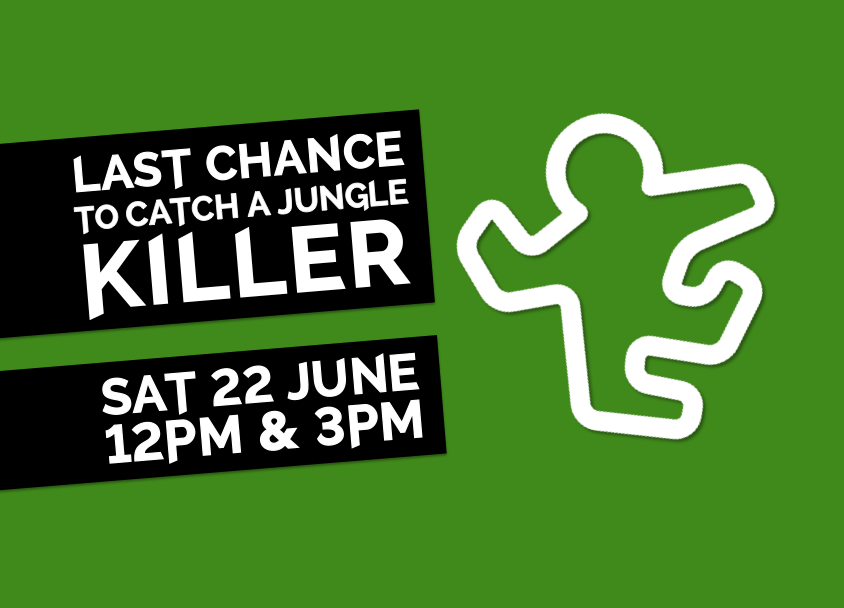 ACorpseOnCamera's tweet image. Join us on Sat 22nd June for your LAST CHANCE to catch a jungle killer as you race round Reading to find #WhoKilledHunterFortune. Hunt down hidden evidence, crack clues and catch the killer! Book now at acurseofthejungle.com #Rdg #RdgUk #ReadingUK #MurderMystery #TreasureHunt