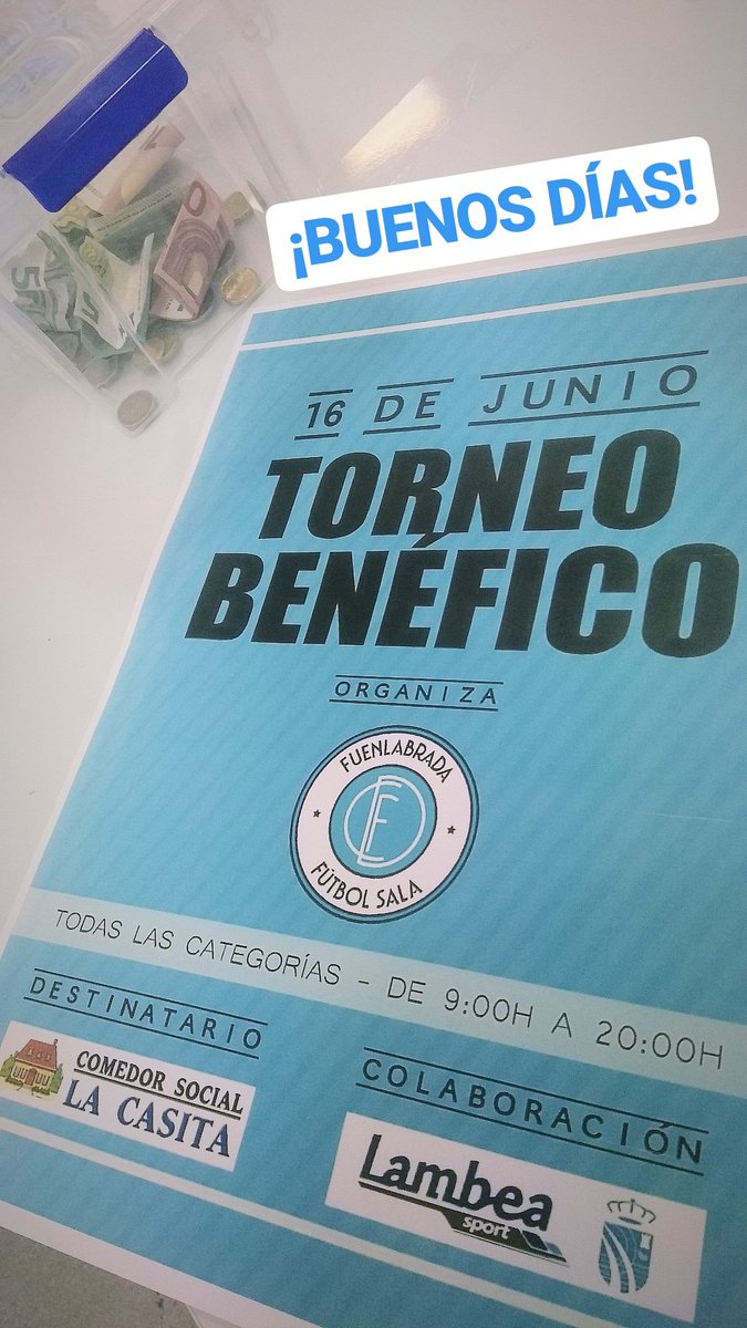 HOY ESTAMOS DE TORNEO BENÉFICO. 
Todo lo recaudado irá para el comedor social La Casita, de Fuenlabrada. 
Estamos de 9:00 a 20:30h en el Polideportivo El Trigal. ¡Ven a aportar tu granito de arena!