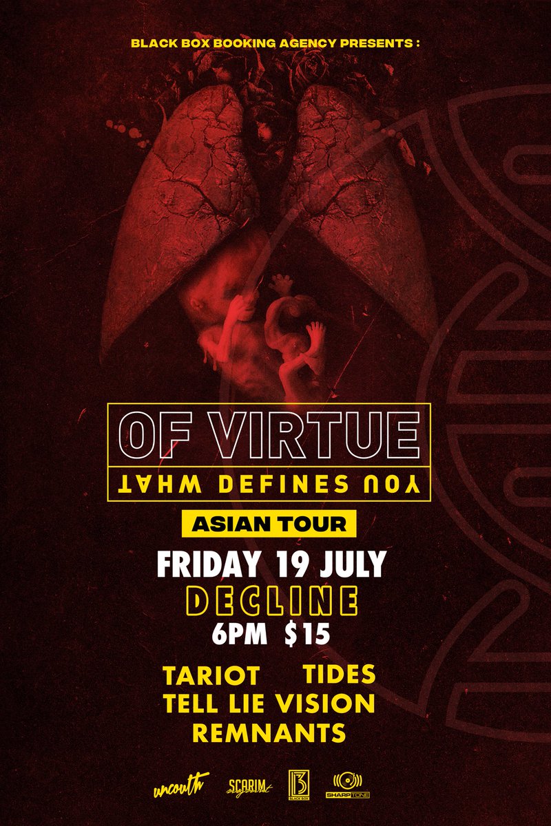 Come through this July 19th! We’ll be supporting <a href="/OFVIRTUE/">OF VIRTUE</a> alongside with insane local brethren when we come back from AU! 🔥
⠀
Huge shoutout to <a href="/UNCOUTHsg/">UNCOUTH</a> for constantly putting us up with these opportunities! ❤️
