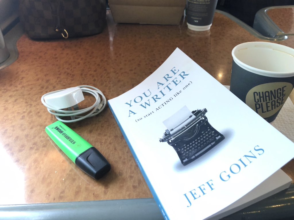 Just finished this beauty on my train from London. <a href="/JeffGoins/">Jeff</a> has a fabulous way of making you think 🤔 (Yes, I’m the monster who highlights relevant passages in a book!) Highly recommend for writers new and established #writingcommunity #youareawriter