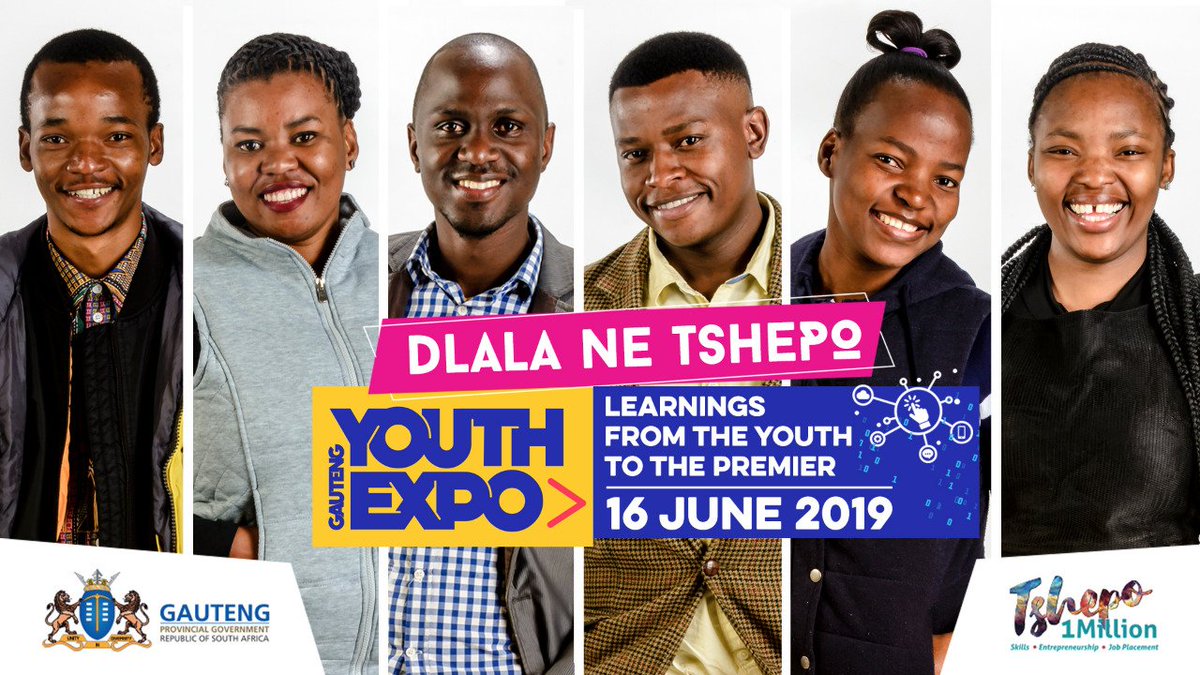 GP_CommSafety's tweet photo. #DlalaNeTshepo is a youth day dialogue taking place at the #GPYouthExpo, Hall 10, Nasrec Expo Centre today. The Premier is expected to take questions from the youth and on social media. Use #DlalaNeTshepo &amp; #GPYouthExpo to join the conversation. https://t.co/O3bd79R803 https://t.co/Ojs1NeHec1