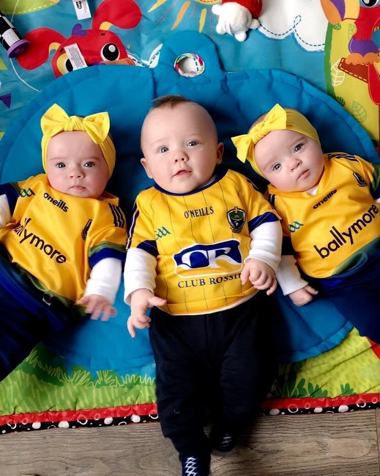 caseycon's tweet image. First Connacht Final for the casey triplets hopefully they’ll bring them luck @StKevins @clubrossie @ClaireMorgan50 💛💙