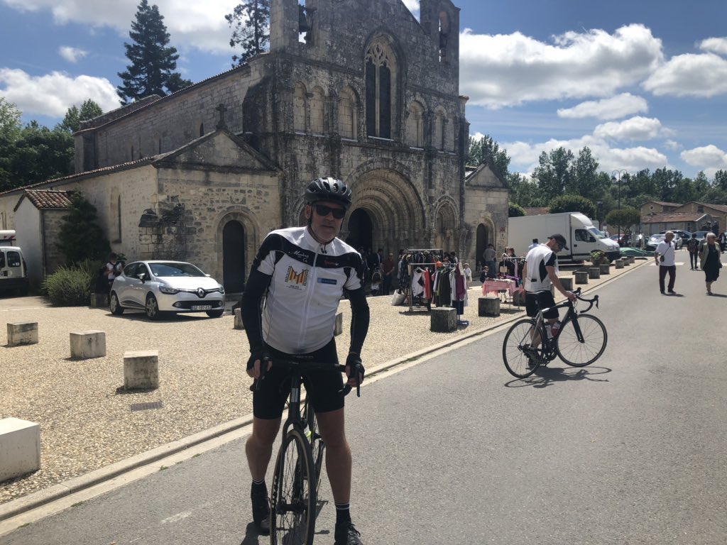 ToAmbulance's tweet photo. Day 8. 70k done so far today. In a town called Pons. Perfect cycling weather. Sam going back to Manchester tonight to get back to work. Signed Liverpool shirt raised £5k to boost our total. Heading north all the time now towards England. All good. https://t.co/4l9UQjGb4W