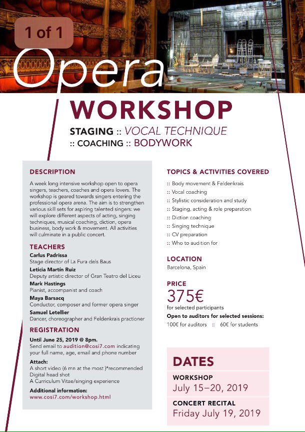 MayaBarsacq's tweet photo. Excited to join esteemed colleagues in this #youngartistprogram for budding  #professional #opera #singers. A fab way to, grow, expand artistically, creatively, while having fun. learning &amp; honing important skills in #opera #business. https://t.co/rDBRFbxjHV