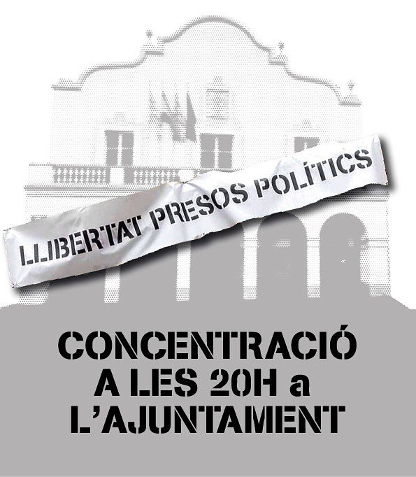 La primera decisió del nou alcalde de #Cerdanyola, Carlos Cordón, ha estat retirar, de forma unilateral, la pancarta de #LlibertatPresosPolítics. 
Avui a les 20.00h davant de l'Ajuntament, concentració de rebuig a aquesta decisió i en defensa de la democràcia i els drets civils.