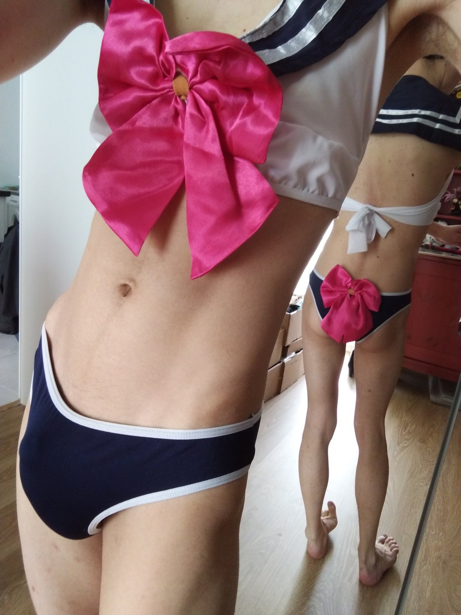“What you prefer, the bulge and pp out of #panties? °w° #nsfw #femboy #trap...