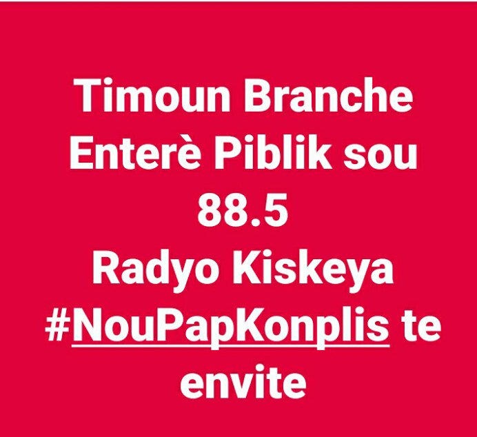 PetroChaTa's tweet photo. Jodia 8h nan matin sou radio kiskeya 88.5 FM stéréo. Nan émission intérêt public  avec Ricardo FLEURIDOR de #NouPapKonPlis https://t.co/kuEZzDGCHv