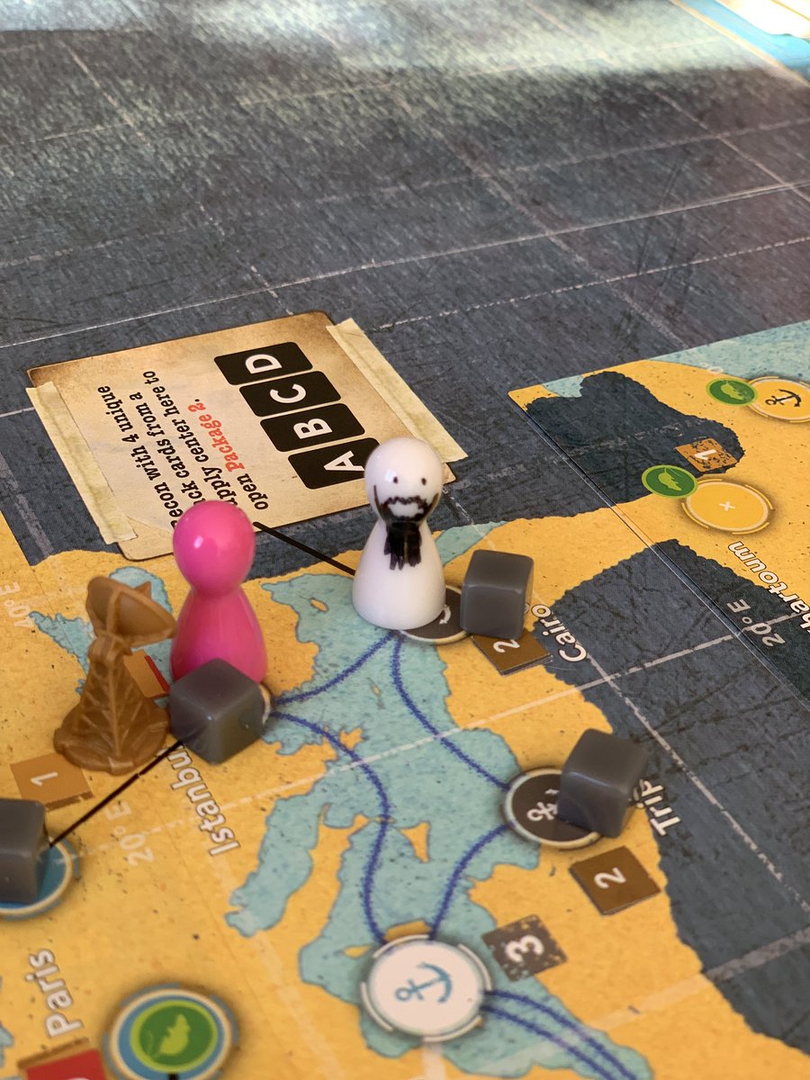 cobusbernard's tweet photo. We kept mixing up my token with another one in Pandemic legacy S2. Nothing a sharpie can’t fix: https://t.co/DgvAsXIWFC