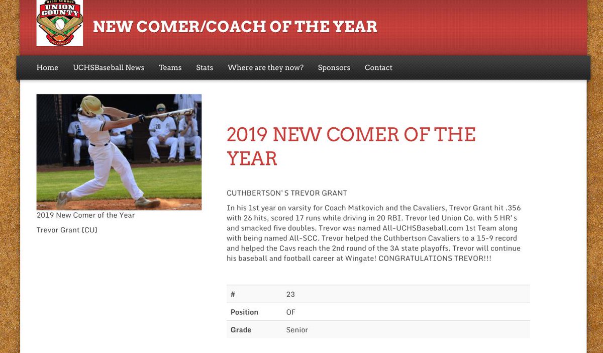 Congrats to Cuthbertson’s Trevor Grant The 2019 UCHSBaseball.com’s New Comer of the Year UCHSBaseball.com
<a href="/cuttybaseball1/">Cavalier Baseball</a> @CHSbasebalsquad <a href="/trevor_grant19/">Trevor Grant</a> @CHSCAVSFOOTLBAL