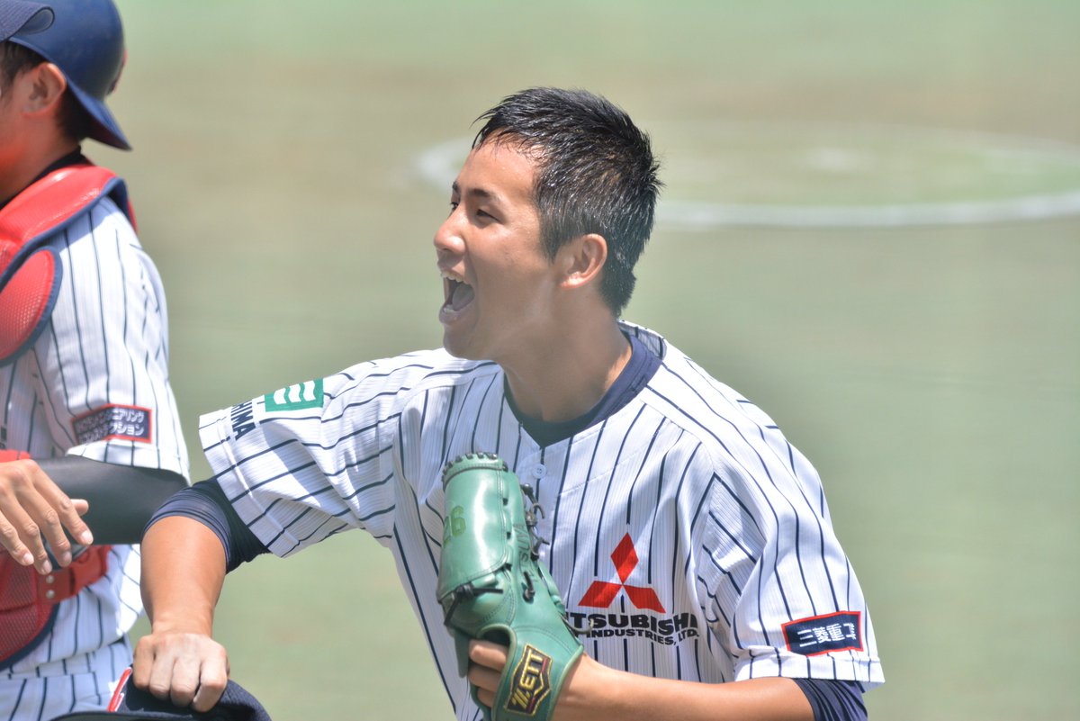 Koiryu Jr西日本vs三菱重工広島 ６回裏 2死一 三塁のピンチでマウンドに上がり Ph鳥居を空振り三振に切って取った川本哲也投手 竹原高 Msh医専 三菱重工広島