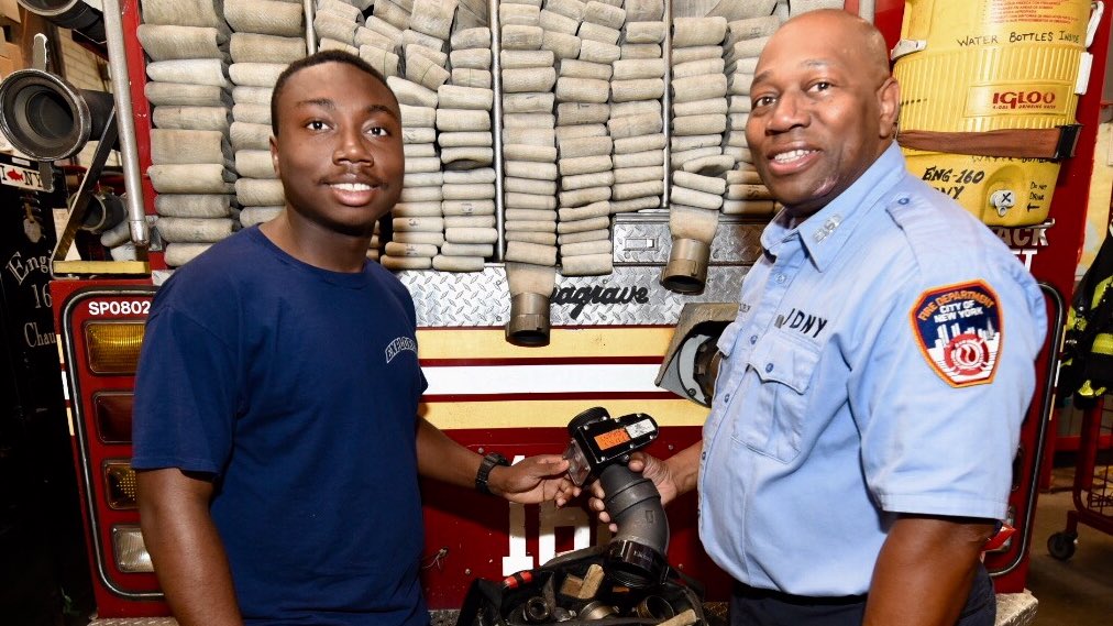 joinFDNY's tweet photo. Happy #FathersDay! In recognition of this special occasion, join us today in learning more about our heroic #FDNY fathers. Get ready to meet a #FDNYExplorer dad, an #EMS officer dad, a first-time FDNY dad and a third generation #Firefighter dad, as well as their children. https://t.co/govAtuug3C
