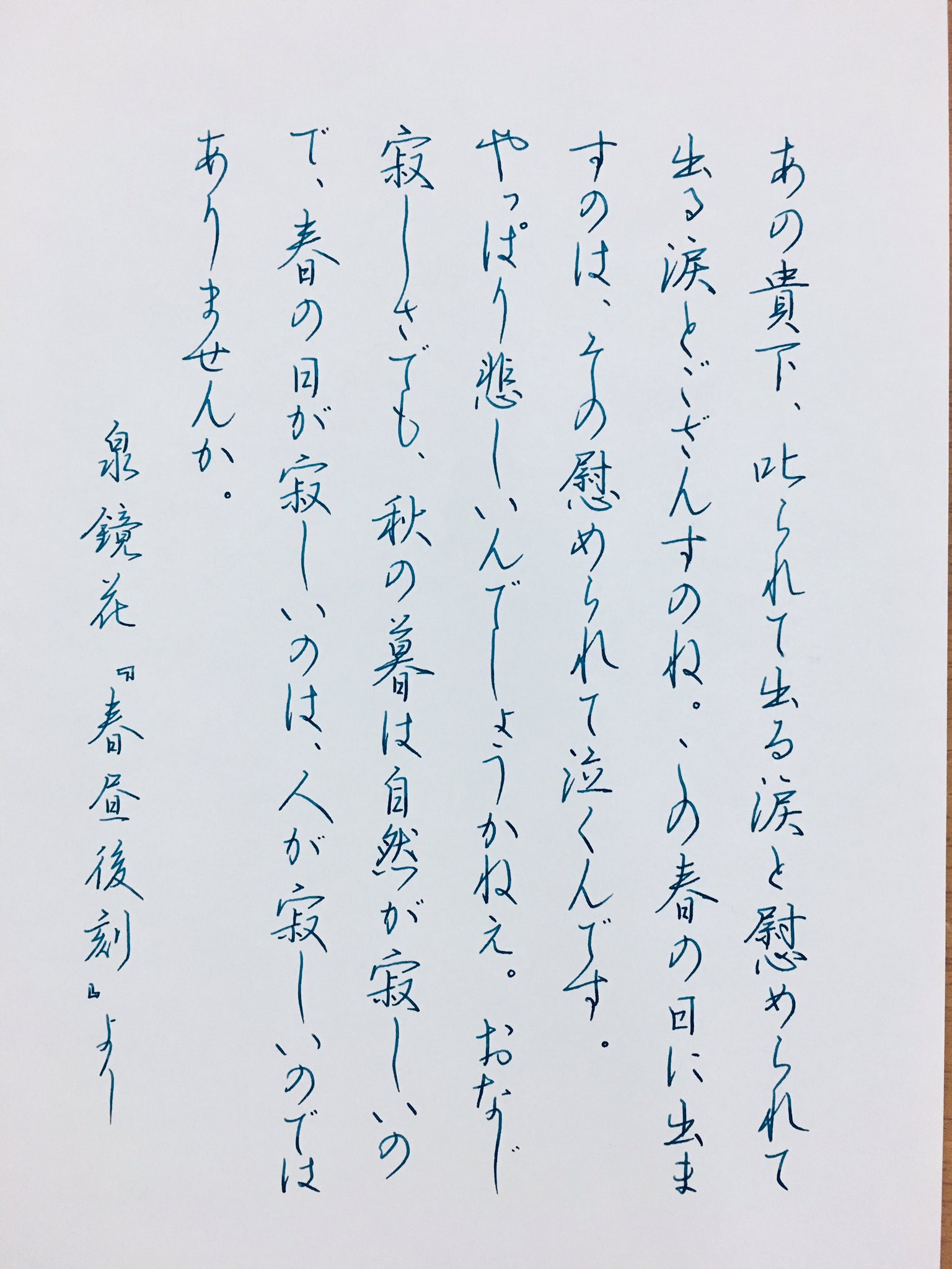 鈴木栖鳥 大好きインクで三体 インクの名前も綺麗 いずれも彩うつくし 楷書 深海 行書 喜望峰 草書 青墨 地獄課題提出 万年筆書写 T Co 1px1fy2mel Twitter