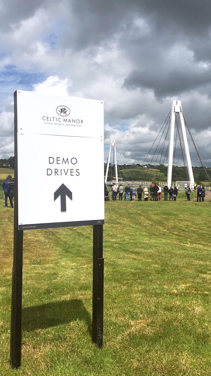 TheCelticManor's tweet photo. Driving demonstrations have been taking place. Race, rally or super - all cars have been howling across the iconic white suspension bridge, much to the delight of spectators #MotoringAtTheManor #DemoDrive #CMREvents https://t.co/78JWBf8Oml