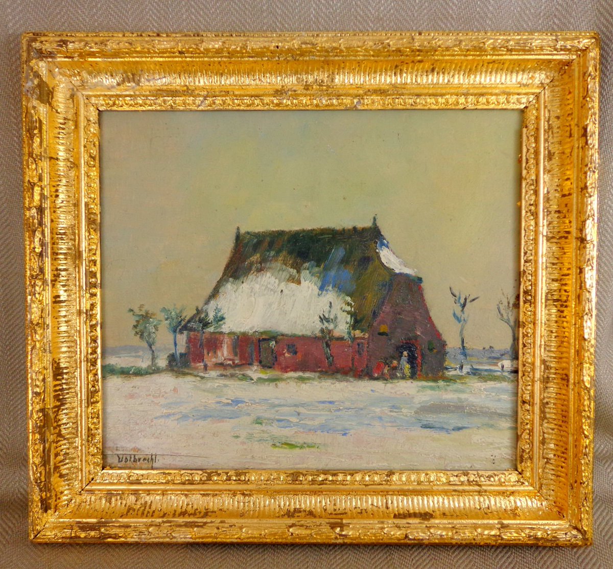 Antique German Expressionist Original Oil Painting - Winter Landscape Ernst Volbrecht (Hannover 1877 - Hamburg 1954) #FineArt #AntiquePainting #OilPainting #Expressionism #Art https://bit.ly/2DMwqsJ