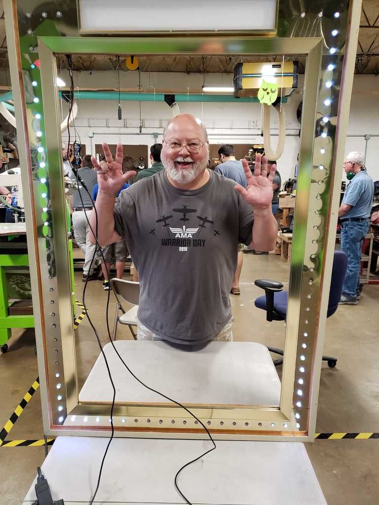 RCLPeoria's tweet photo. Light up sign with neopixels in progress by RCL VP Roger Wheeler #rclmakes #riclpeoria #rivercitylabs https://t.co/TrJ6MJDtf0