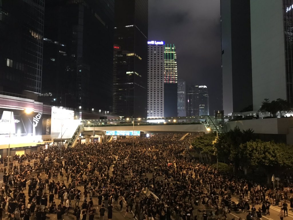 It’s 11pm and there is still a crowd surrounding Hong Kong’s Legislative Council building. The mood is at times festival-like and cheers broke out after the organisers of today’s march say 2 million attended the demonstration