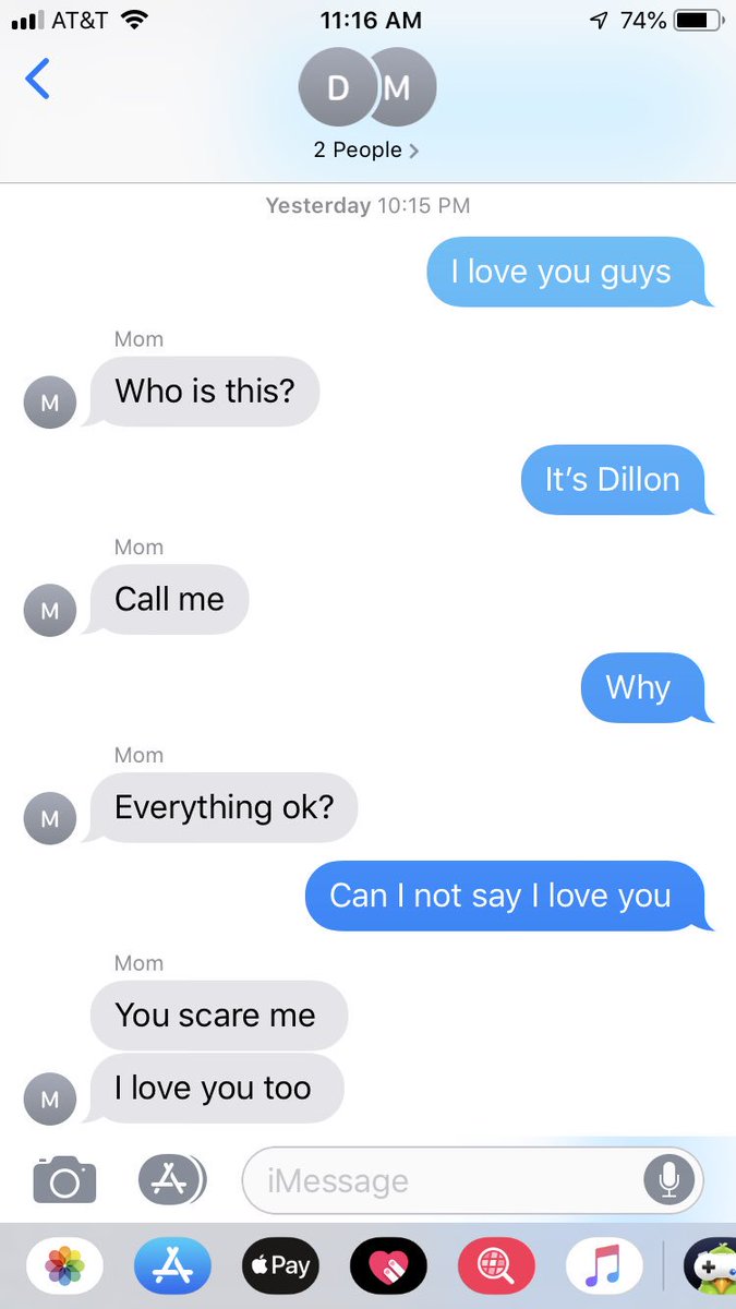 TheDillonM's tweet photo. When you tell your parents you love them https://t.co/BqqlkDSuim