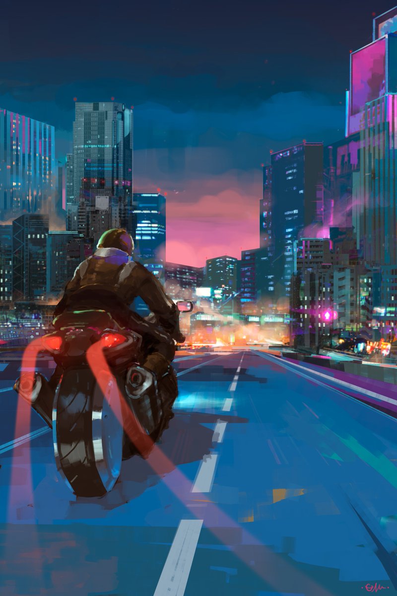 ThelemaDeSaga's tweet photo. New illustration: "Empty Highway" painted in photoshop.
If you like it please rt and show me love! 
#cyberpunk #illustration https://t.co/w7Q9vvjxfj