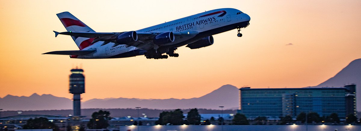 Kent_YVR's tweet photo. Twilight takeoff ๐ British Airways Airbus A380 departure (Thursday) @yvrairport for London Heathrow. #yvrspotters #Vancouver #GXLEE #Bruce https://t.co/IakoLHDtUu