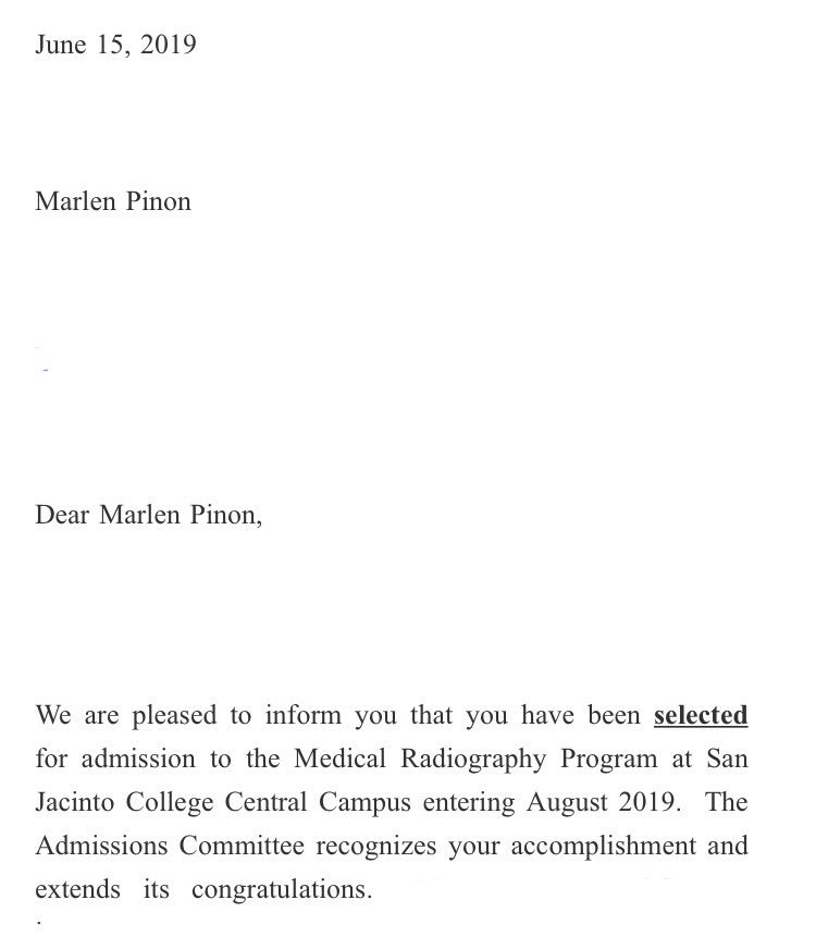 mcpinon_'s tweet photo. Iโm in guys!!!๐ญ Iโve been dreaming of this day ever since i graduated high school. And now that itโs here idk what to do or how to act. Wouldnโt of been possible without God & my parents by my side.
This is just the beginning of my journey.
To be continued..๐คญ
#FutureRadTech https://t.co/g2jcUg9sK2