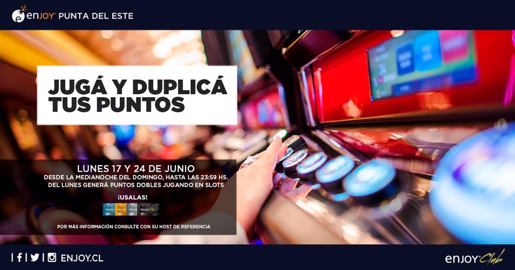 EnjoyPde's tweet photo. Jugá en #EnjoyPuntadelEste y duplicá tus puntos 🎊 #Casino
👉Desde la medianoche del domingo hasta las 23:59 del lunes 17 de junio 💥Vení, jugá, duplicá y triplicá con tu tarjeta #EnjoyClub 💥 https://t.co/4wLvvksPew