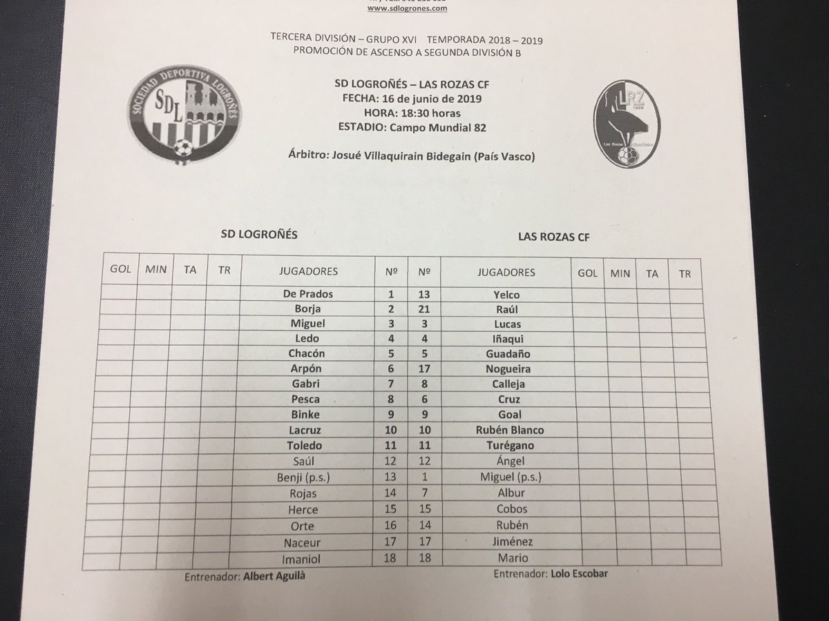 SDLogrones's tweet photo. 🇦🇹 ALINEACIONES | SD Logroñés - Las Rozas 

#SDLog #APorEl10 https://t.co/iJZlr0XUUC