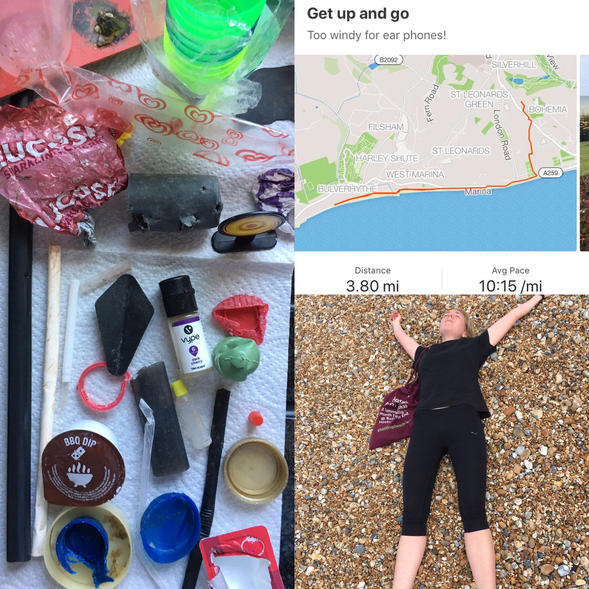 Morning run, morning beach clean. #hastingsbeachclean #2minutebeachclean #hastings #running #plasticpollution #weekend #saynotosingleuse #plastics