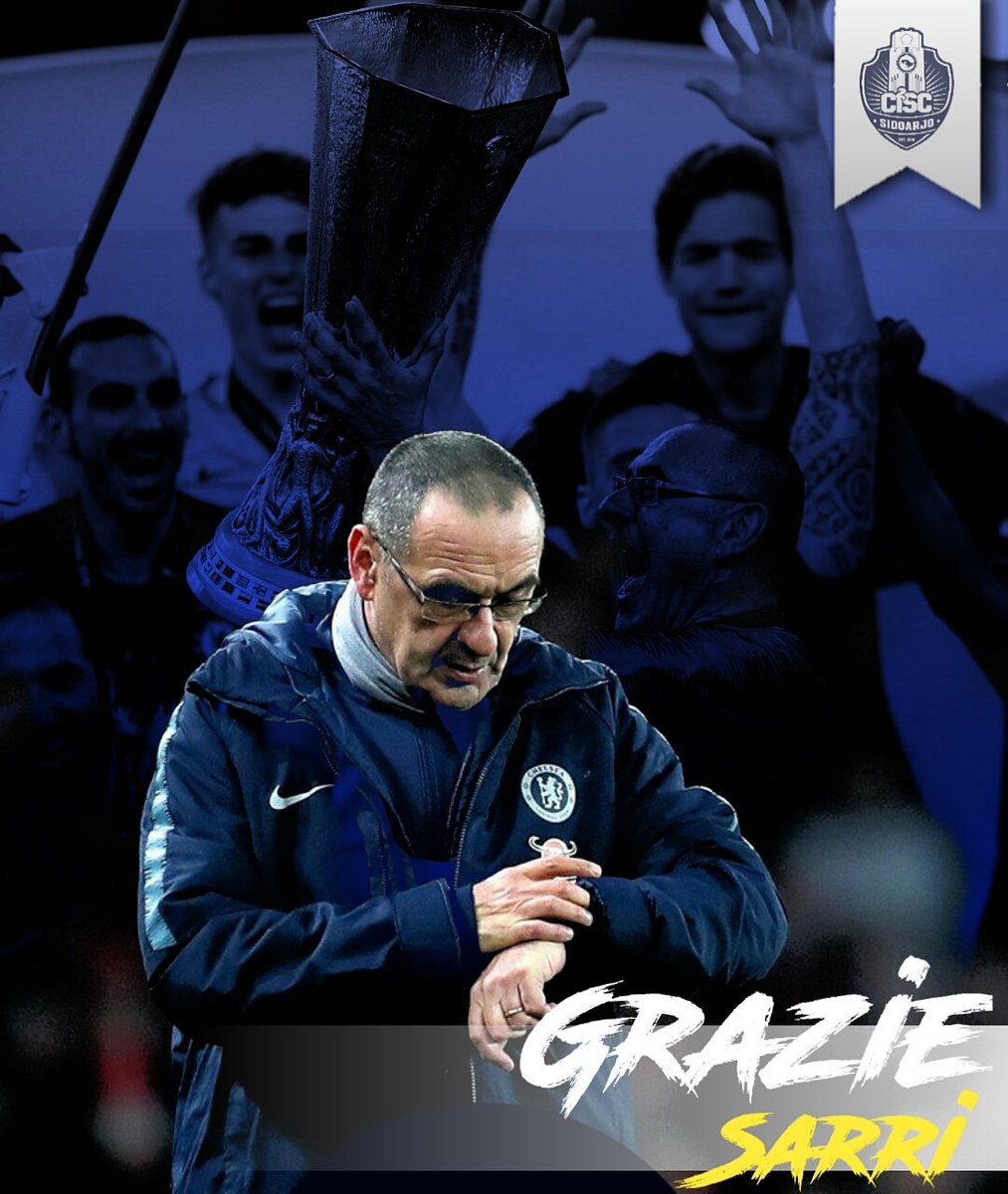 🔵🔵🔵 Time to say Good bye 🔵🔵🔵 
Grazie Sarri, For your First trophy 🏆 .. Good luck &amp; good bye sarriball 🚬.
..
#sarri #sarriball
#chelseafc #chelseaindonesia #ciscindo #ciscsidoarjo #cspn #Sidoarjowerr #werr🍻