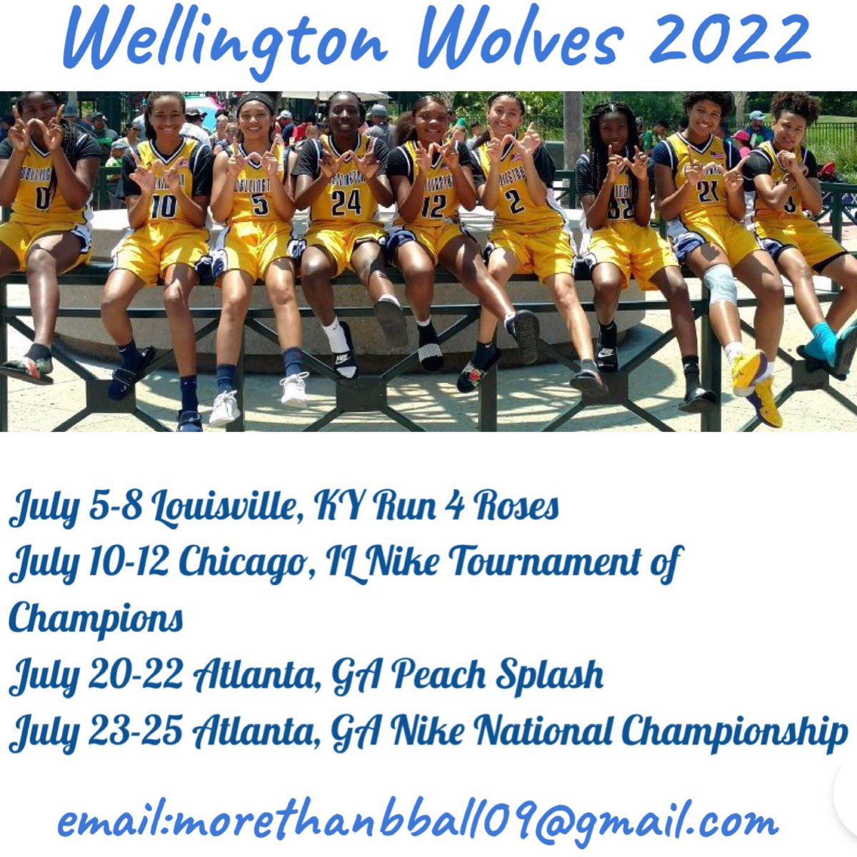 Come check us out this summer!!!! #wellygang <a href="/tperkinsbball23/">Tony Perkins (TOH-nee Per-KINZ)</a> <a href="/CoachBJHunter/">Coach BJ</a> <a href="/GirlsWellington/">Wellington Wolves Girls</a> <a href="/WellyWolves/">Wellington Wolves</a> <a href="/SweetReboundMag/">Sweet Rebound Magazine</a> <a href="/SUTSReport/">SUTS Report</a>