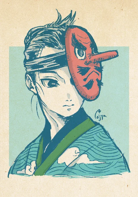天狗の面と水の呼吸の子

□若き頃の鱗滝と。お顔は捏造です。 