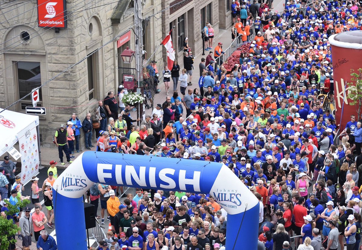 NewGlasgowNS's tweet photo. Wow! Downtown New Glasgow is packed with runners, family and friends at the @JohnnyMilesRun today! #CommunityGathering https://t.co/0pDsEu3jZX