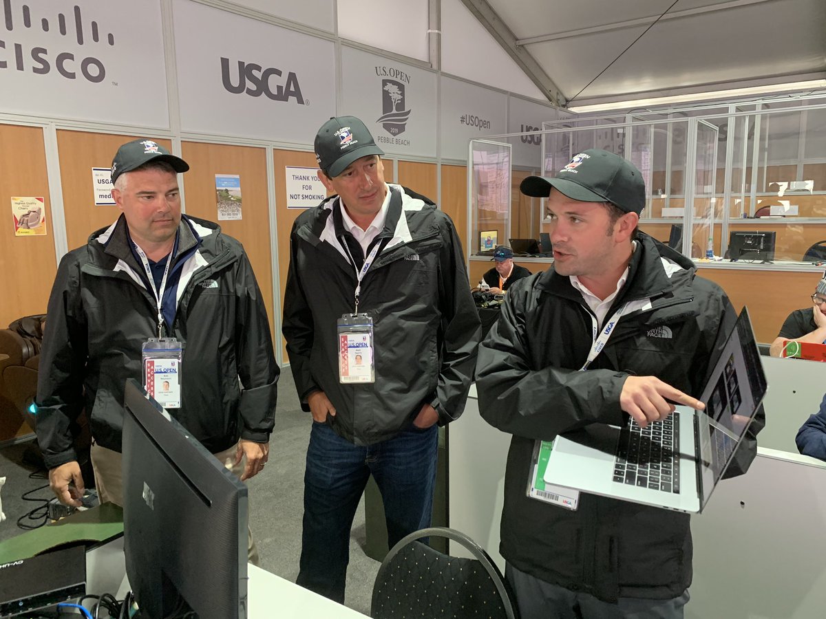 Tuszik's tweet photo. Just completed behind the Szene tour with @Rneumann, @matt13232 and @DarrenPleasance to see how @Cisco is empowering #USOpen Incredible how technology creates a new level of fan experience. #connectedcourse is simply amazing! @ChuckRobbins - did you do the tour? https://t.co/9ieMDssG1W