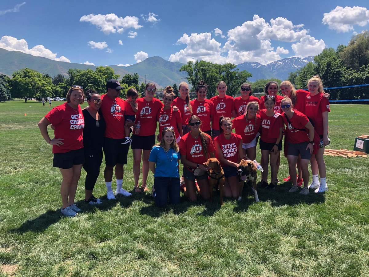 CoachLauniere's tweet photo. Thank U to everyone that walked & donated in support of me to raise money for the #crohnscolitisfn. I raised $3500 & #TakeSteps Utah $50,000. Thank U to my @UtahVolleyball Team that supported me too. Everyone was excited to have the #Utes in the house... well, park! https://t.co/dkH7mhvlW1